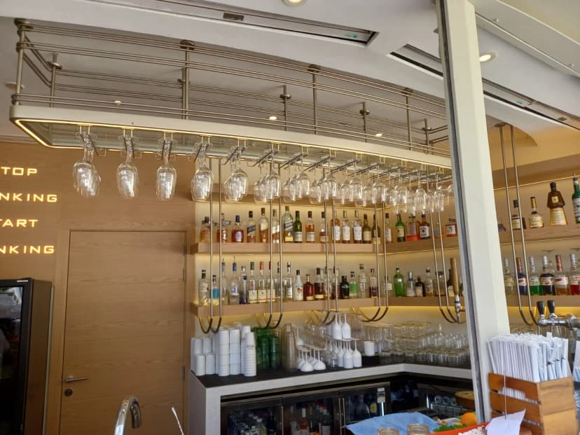 Custom fabricated metal bar counter