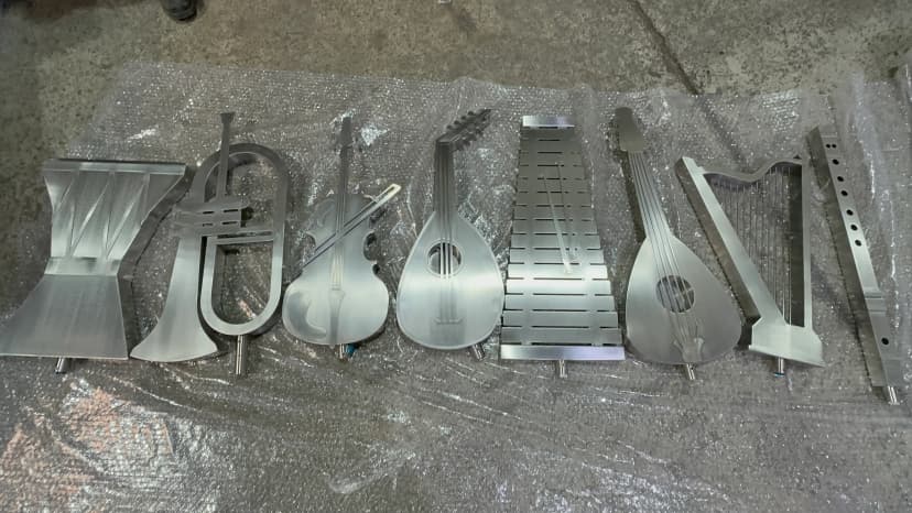 Decorative metal musical instrument installation