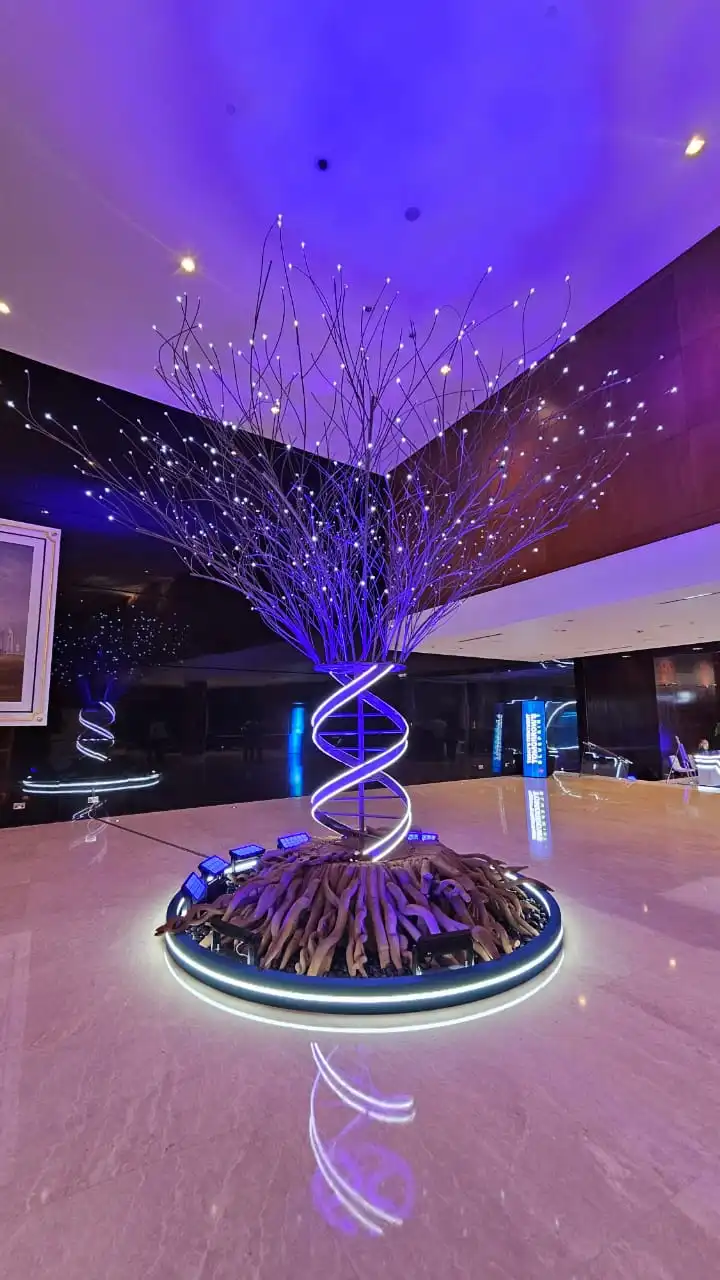 Decorative metal tree installation