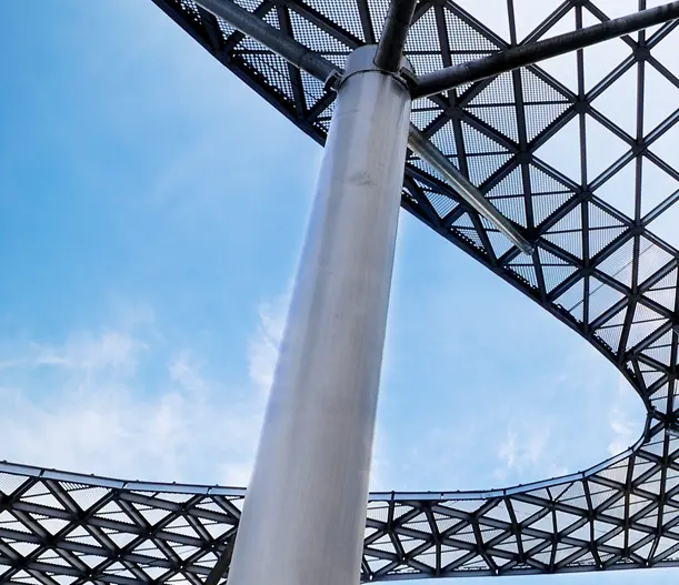 Decorative metal roof fabrication project in the UAE